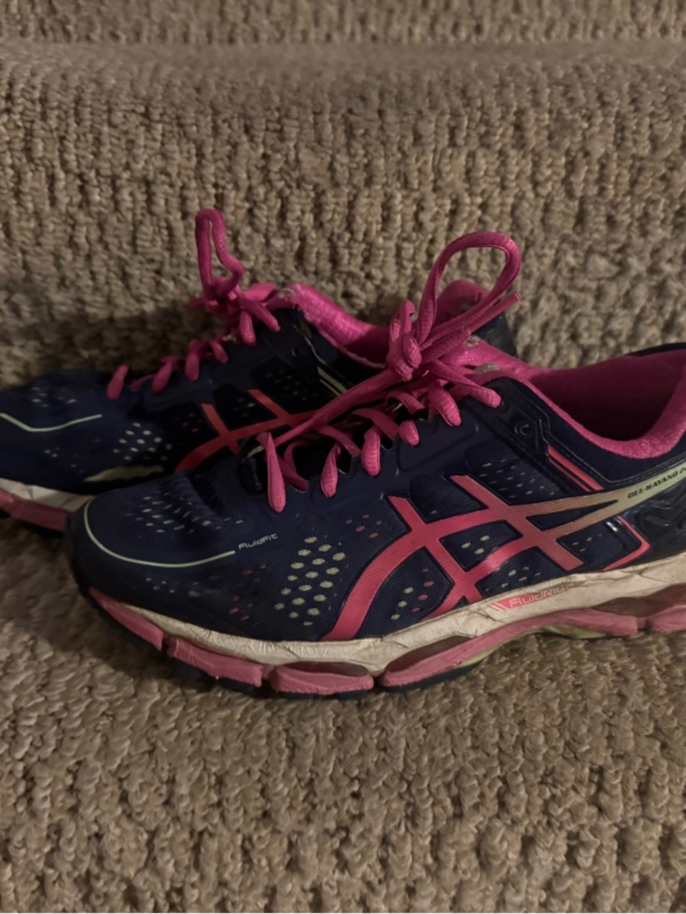 Women’s Navy Running Sneakers with Pink Laces